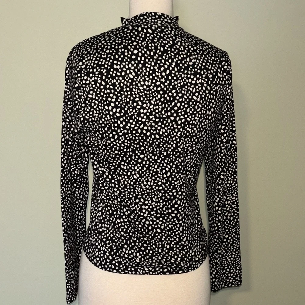 GAZE Black and White polka dots mini turtleneck long sleeve women’s size medium - Picture 4 of 7